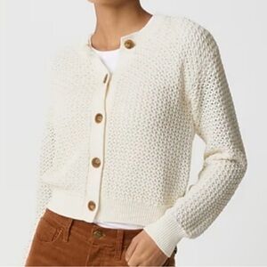 New J. Crew Ivory Crochet Knit Cardigan M